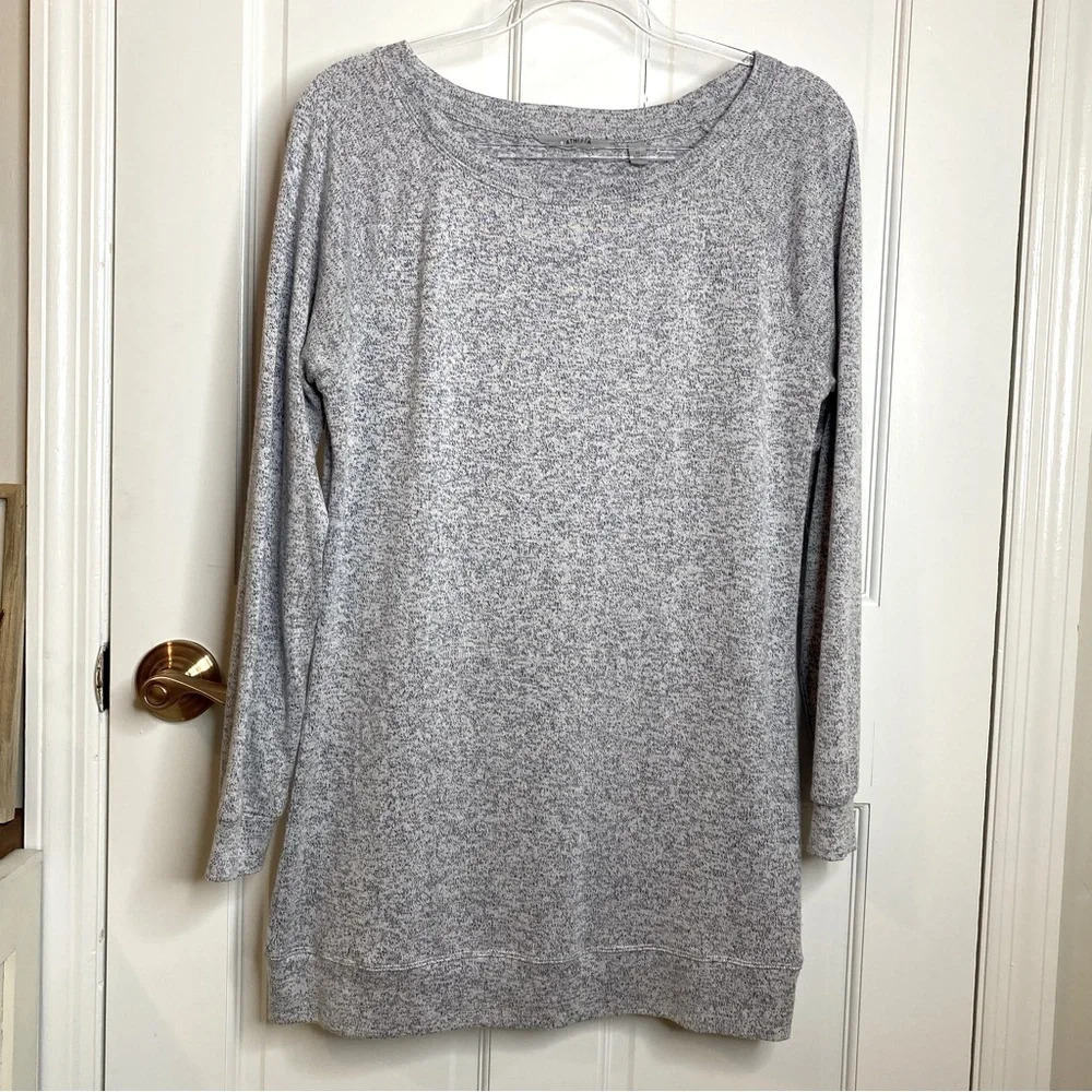 Athleta Luxe Pose Gray Purple Marled Long Sleeve Scoop Neck Tunic Top Me… - Picture 3 of 11
